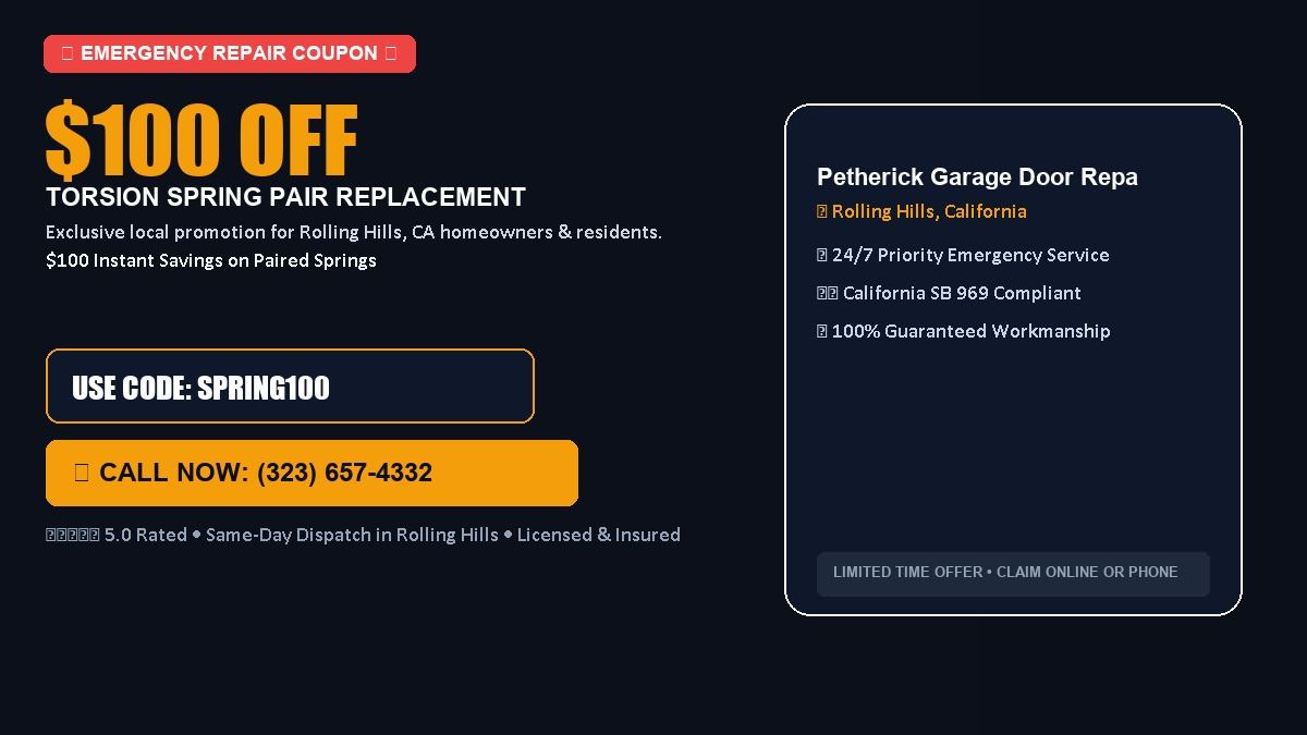 Petherick Garage Door Repair $100 OFF Dual Torsion Spring Replacement