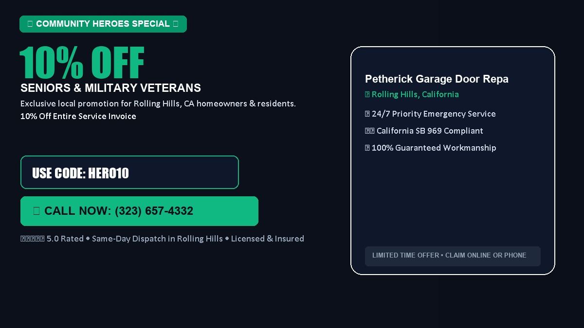 Petherick Garage Door Repair 10% OFF Seniors & Military Veterans